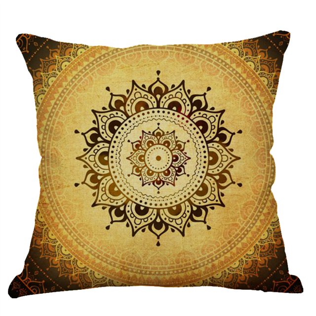 Decoración del hogar Throw Pillow Case Colorful Abstract Mandala 18X18 Inch Funda de almohada cuadrada Funda de cojín Impreso en un lado BANYUO Electrónica