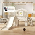 thumbnail image 3 of 11 in 1 Toddler Slide, Kids Indoor Slide for Toddlers 1-3 Years Old, Pipleo Toddler Indoor Playground with Drawing Board, Ring Toss, Basketball Hoop and Storage, 3 of 8
