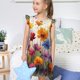 thumbnail image 4 of Fotbe Colorful Wildflower Meadow Vestido de Dormir para Niñas de 3 a 10 Años, Mangas Cortas, Estilo Princesa, Pijama Camisón con Mangas Voladas-Large, 4 of 6