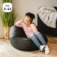 thumbnail image 3 of Big Joe Classic Bean Bag Chair for Kids Bedroom and Reading Nook, Easy-Clean Stretch Limo Black, Durable Nylon Polyester Blend, 2 feet Refillable, 3 of 10