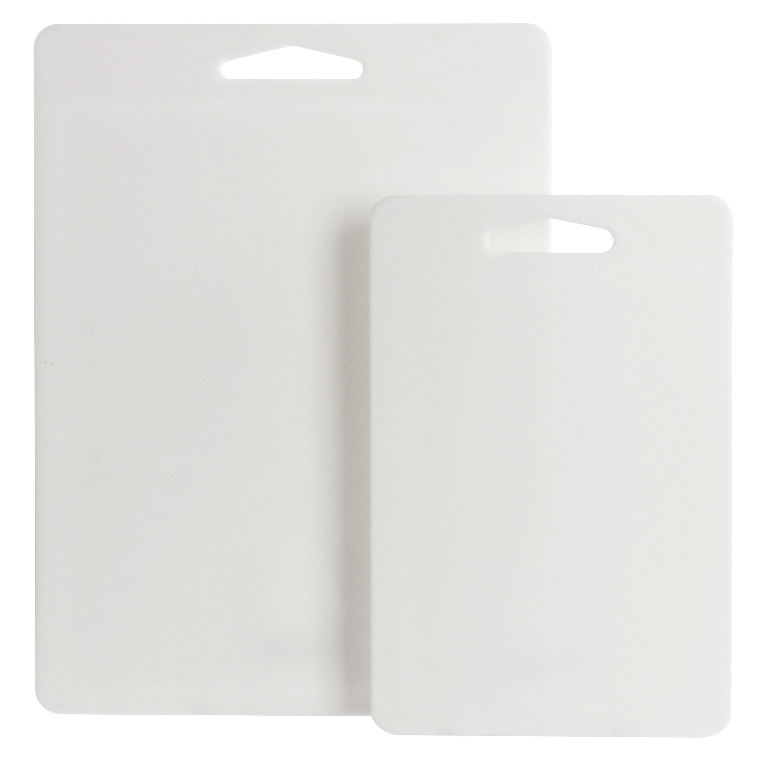 Martha Stewart Everyday Fayer 2 Piece Polypropylene 16in and 12in Cutting Board Set in White