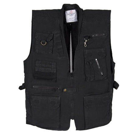 Black Deluxe Safari Outback Vest for Travel, Sportsmen, Concealed Carry, (Best Concealed Carry Vest)