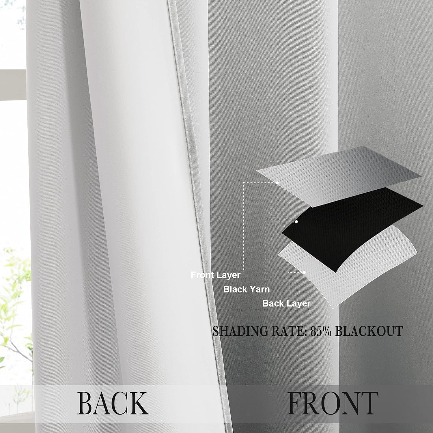 NICETOWN Blackout Curtains for Living Modern Room Grommet Decorative Gradient Window Treatment for Bedroom, White to Gray, W52 x L95, 2 Panels