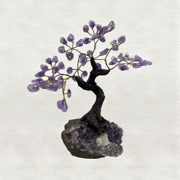 Amethyst Crystal Tree (12 branches) | Positive energy | Attract good luck | Gemstones | Home Decor | Meditation | H- 7.78 inch W- 8.37 inch