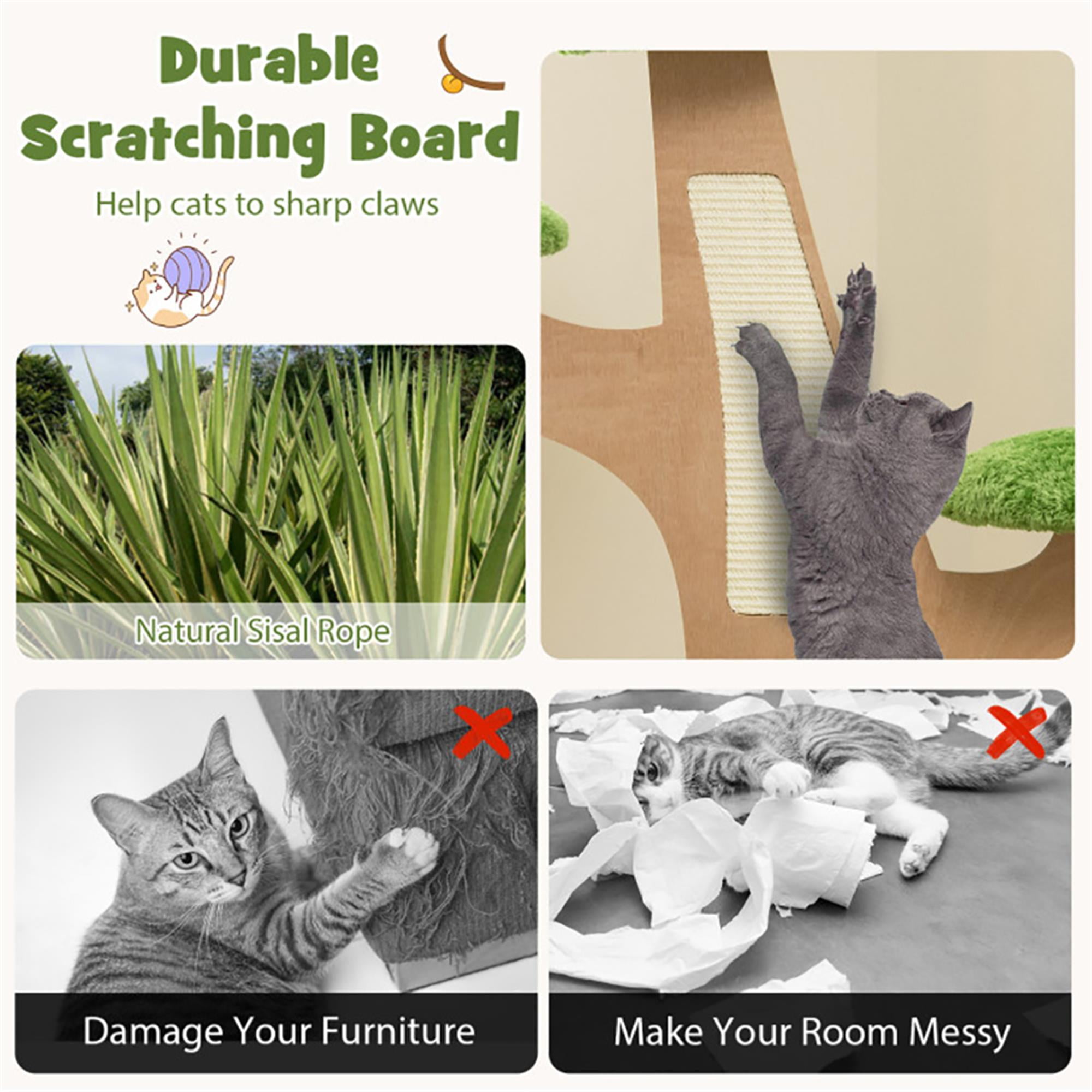 resenkos 50" Cat Tree Creative Pine Shape Cat Tower Cat Apartment with Sisal Scratching Board, Rest Platform, Green