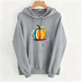 thumbnail image 4 of ABSUYY Womens Gray Pumpkin Graphic Casual Sweatshirt Long Sleeve Fall Pullover Hoodie with Kangaroo Pocket,Size XL, 4 of 5