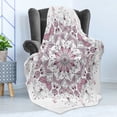thumbnail image 4 of Purple Mandala Soft Flannel Fleece Throw Blanket, Lacy Pastel Floral with Butterfly and Lotus Design, Cozy Plush for Indoor and Outdoor Use, 70" x 90", White Pale Pink, by Ambesonne, 4 of 5