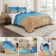 thumbnail image 6 of Full Quilt Set 78''x90'', Blue Ombre Coastal Lightweight Bedspread Coverlet Set with 2 Pillow Shams, Summer Nautical Beach Ocean Seaside Breathable All Season Quilt Bedding for Bedroom/Guest Room, 6 of 9