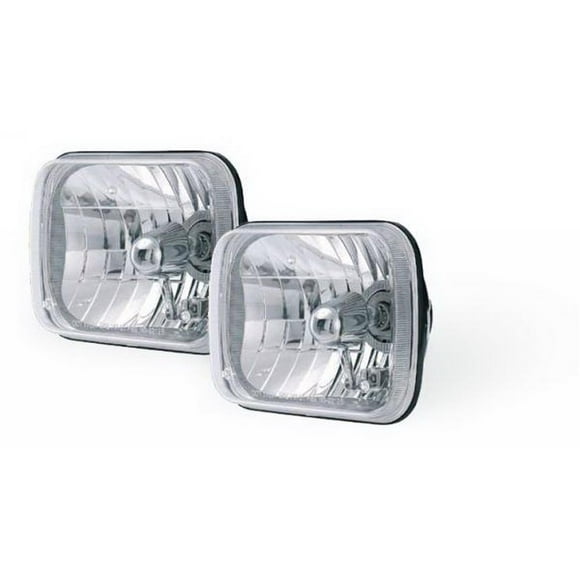 Rampage Headlight Conversion Kit 5089927 Replaces 200 Millimeter Rectangular Headlight; Clear Glass Lens; H4 Bulb; With Out Turn Signal; Set Of 2