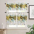 thumbnail image 1 of Grey Buffalo Plaid Heart 3-Piece Kitchen Curtain Set, Rod Pocket Kitchen Curtain Valance and Tiers Set, Washable Drape Window Treatment Set, Bee Summer Spring Flower, 1 of 6
