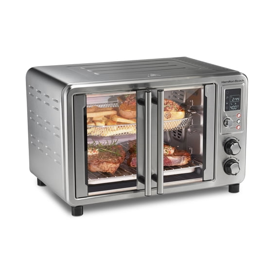 Hamilton Beach 6-in-1 XL Digital Air Fryer Oven with French Doors, 6-Slice Countertop Oven, Stainless Steel