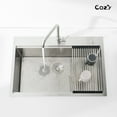 thumbnail image 4 of COZY 33"x22" Stainless Steel Single Bowl Overmount Kitchen Sink, Brushed Finish, with Cutting Board, Colander, Grid, SS-BR01-332208, 4 of 12