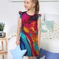 thumbnail image 4 of Gaeub Robe de Pyjama pour Filles Imprimé Tourbillons Colorés, Vêtements de Nuit Confortables, Robe de Pyjama Imprimée pour Dormir, Vêtements de Détente, Fêtes-Grand, 4 of 6