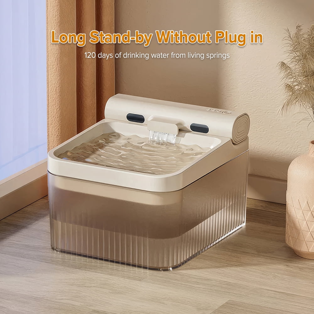 Wireless Cat Water Dispenser, 4L Rechargeable Pet Water Fountain with Motion Sensor, 3 Adjustable Modes, BPA-Free & 6 Filter Cotton - No Cable Restriction for Cats & Dogs