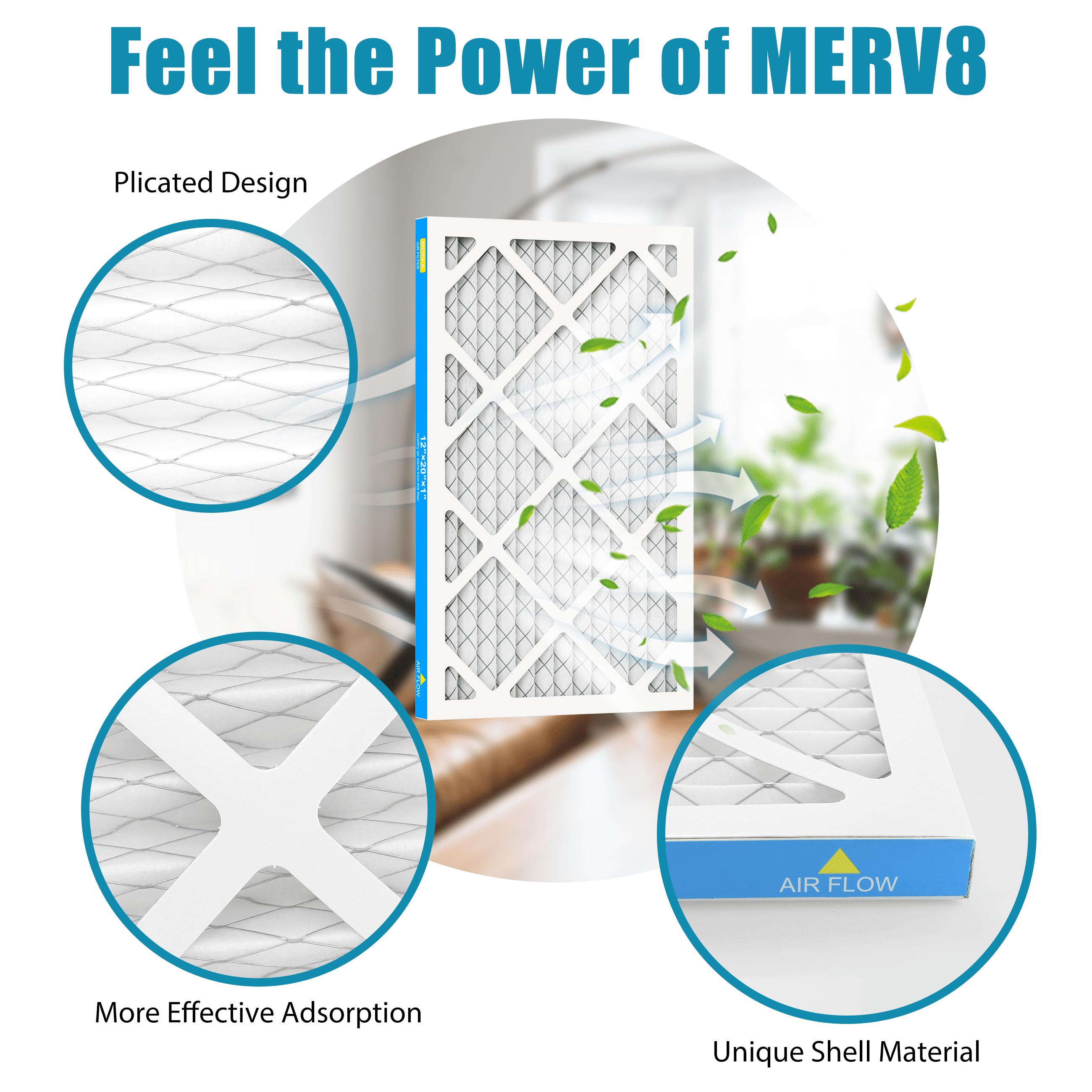 AMI PARTS 12x20x1 Air Filter, MPR 600 MERV8 Allergen Defense Pleated Filter for HVAC Furnace, 4 Filters