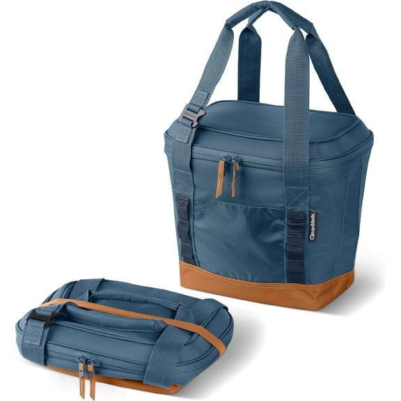 CleverMade 18 Can Pacifica Collapsible Cooler, Ocean/Cognac