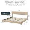 thumbnail image 3 of Einfach King Size Beige Fabric Upholstered Bed Frame with Adjustable Headboard, No Box Spring Needed, Low, 3 of 7