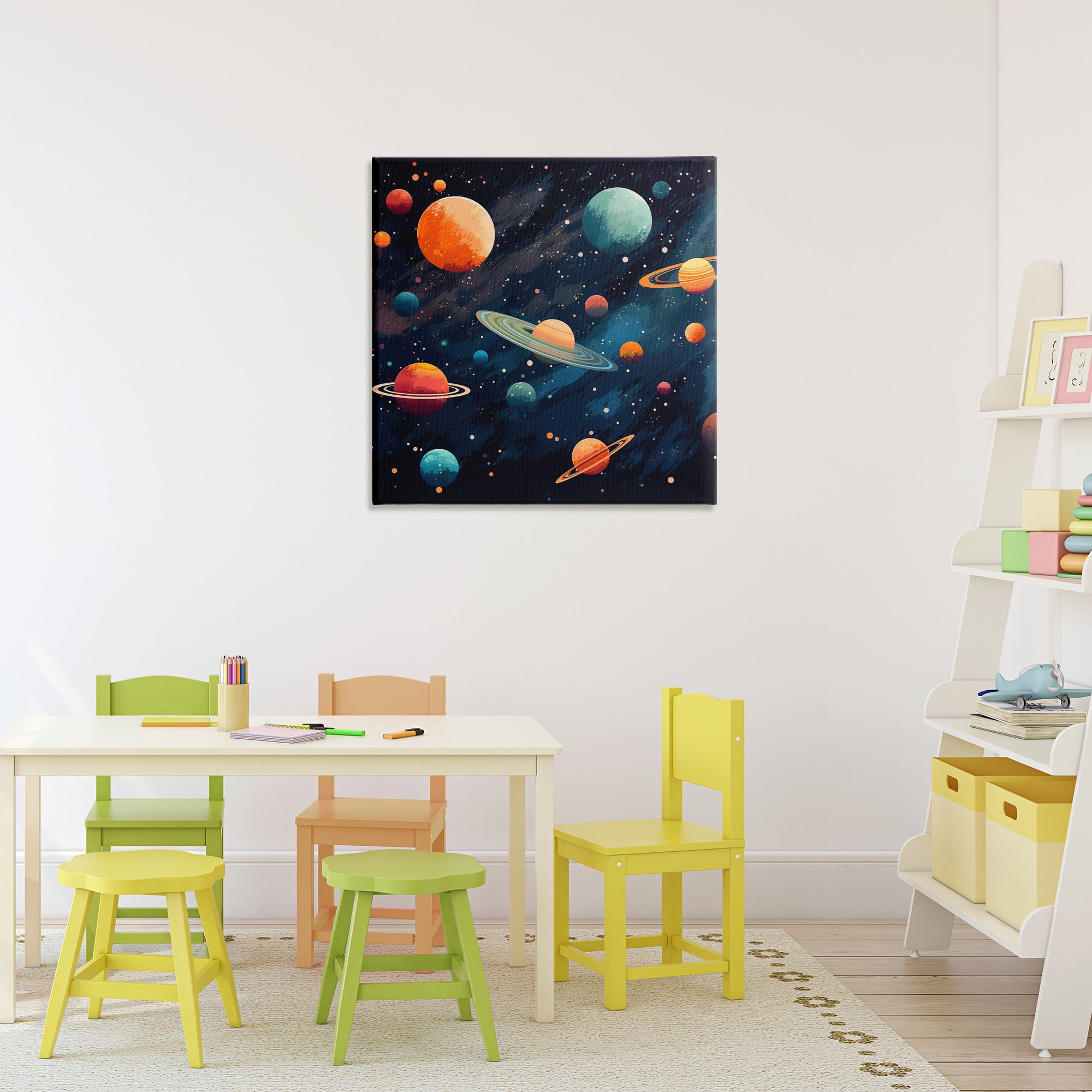 Stupell Industries Orange & Blue Planets in Orbit Canvas Wall Art, design by Creative Studio