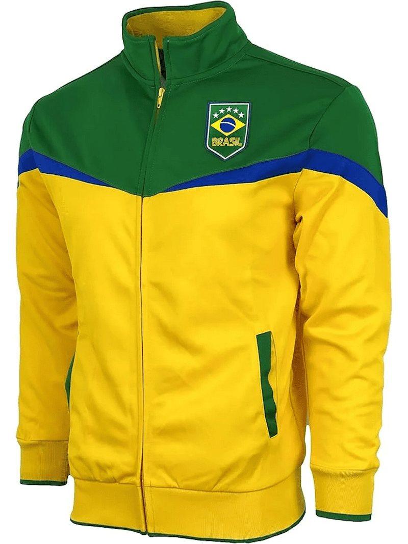Icon Sports Brazil Track Jacket, Yellow/Green, 100% Poly, YS-XXL