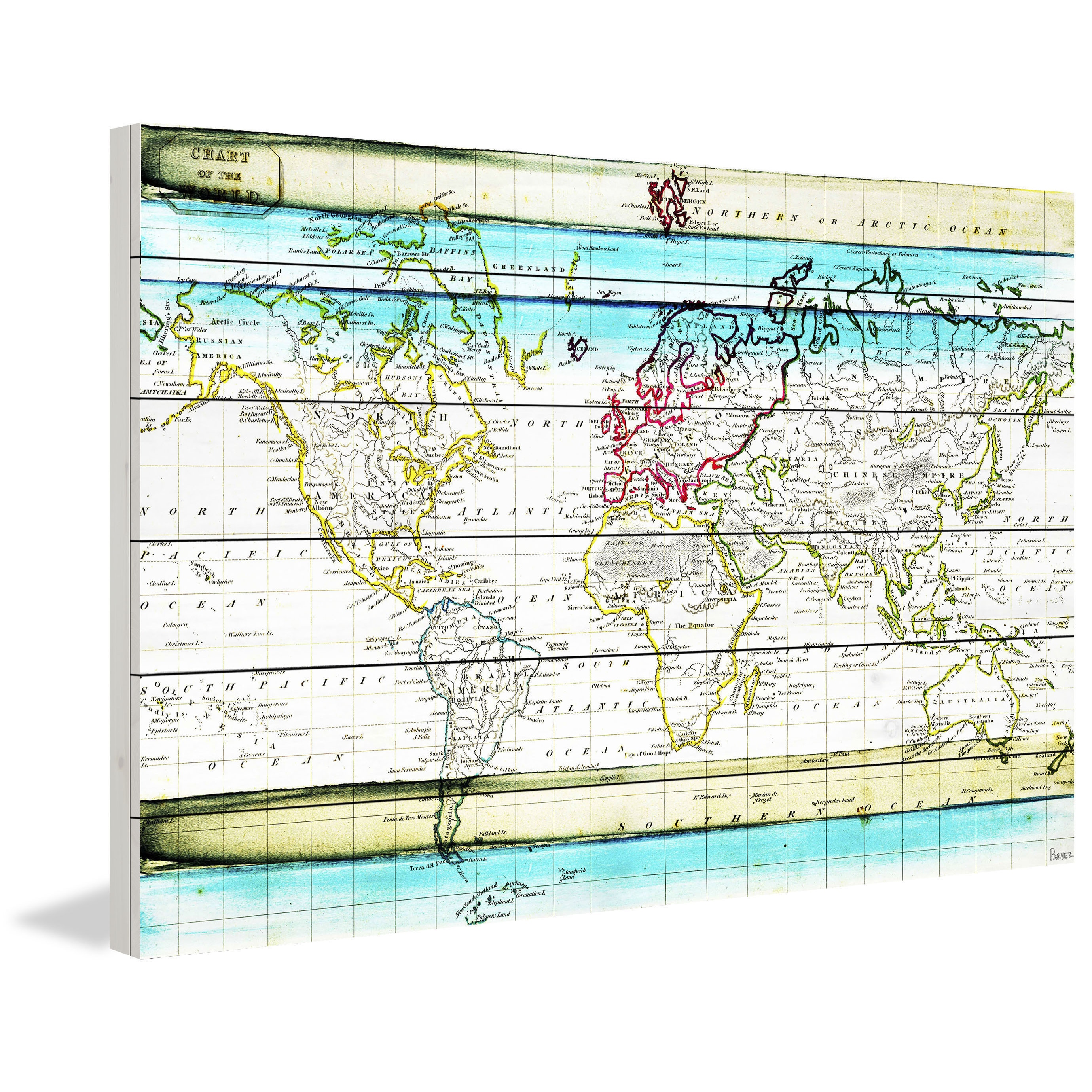Parvez Taj Jet Setting 36-Inch x 24-Inch White Wood Wall Art