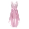 thumbnail image 2 of YUUMIN Kids Girls Floral Lace V Neck Junior Bridesmaid High Low Dress Wedding Party Pageant Ball Gown Dusty Pink 6, 2 of 6