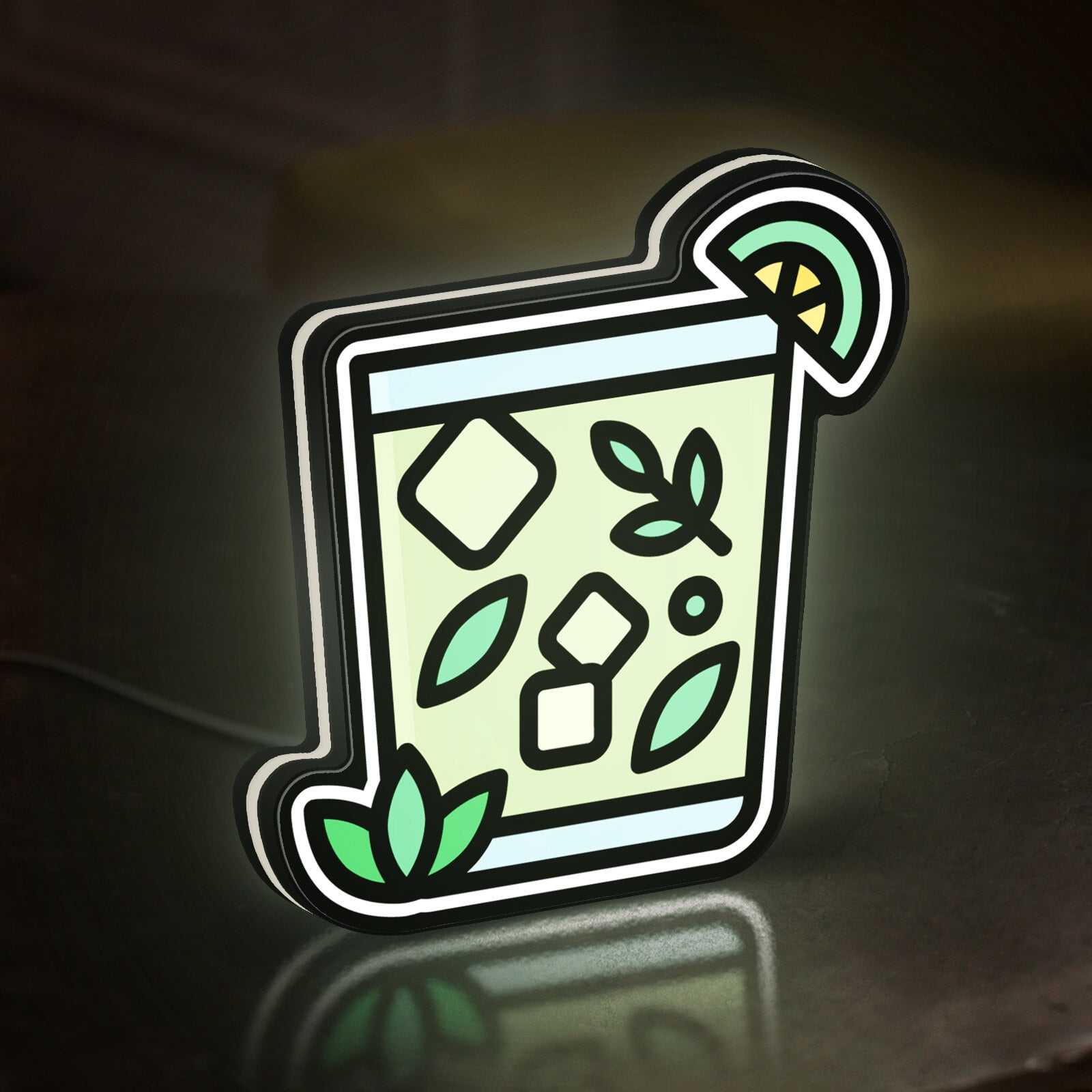 Gin Tonic Glass 3D Novelty Light Box, Italian Cocktail Lamp Decor for Bar Counters, Beverage Lovers and Alcoholic Drinks (Width 12 inch, 30cm)