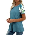 thumbnail image 4 of Hauts à Manches Courtes pour Femmes Manches Raglan Décontractées Épaules Dénudées Imprimé Polyester Col Rond, 4 of 8
