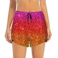 thumbnail image 2 of Picia Rainbow Glitter Pattern Women's 2 in 1 Athletic Running Shorts High Waisted Workout Casual Gym Sweat Shorts with Comfy Liner Zipper Pockets-Large, 2 of 9