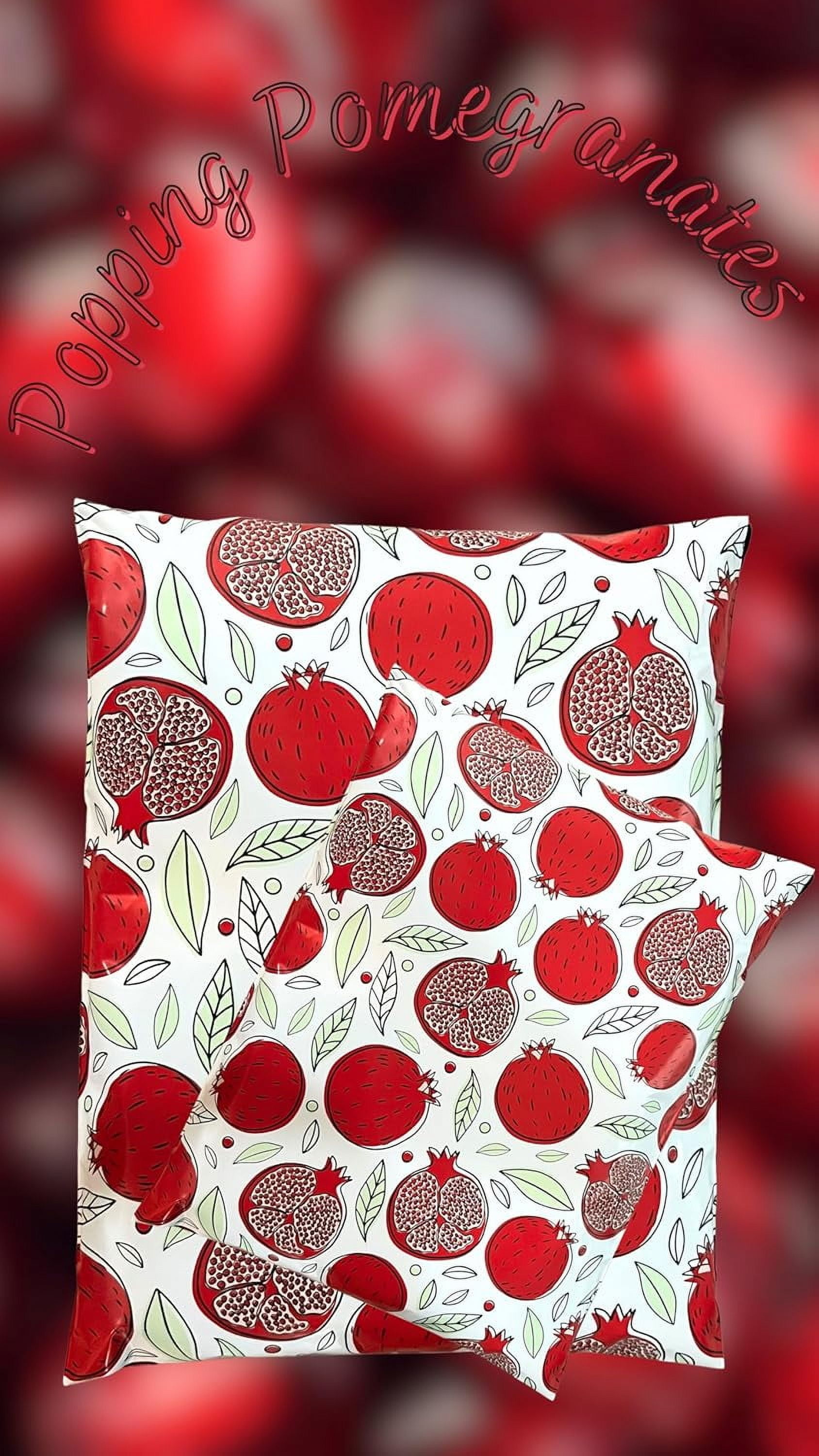 Hawk Poly Mailers 10x13 Cute Fun 3.15mil Tamper-Evident Self-Sealing Shipping Envelopes for Small Businesses Printed Waterproof Mailing Bags Tear Proof Non Padded (Popping Pomegranates, 10x13)