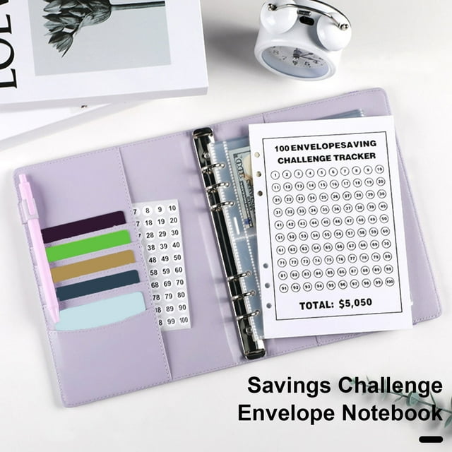 YAOMOBB Reusable Laminated Sheet Tracker Laminated Water Resistant 100 Envelopes Money Saving Challenge Binder with Cash Envelope Binder