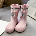 thumbnail image 5 of Yuncity Rain Boots Kids Boys Girls School Mid Calf Low Heel Comfortable Age 8-10 Year Old All Season Casual Boots Footwear Pink 11-12 Years, 5 of 8