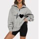 thumbnail image 2 of Moda mujer Casual estampado cuello vuelto manga larga suelta camiseta otoño blusa pulóver Tops Pompotops  FGAJ21938, 2 of 6