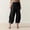 Black, variant on DuoJiaJ Women's Solid Color Casual Loose Elastic Waist Drawstring Harem Casual Pants Women's Wide Leg Pants Black L