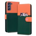 thumbnail image 4 of Cute Cartoon Wallet Phone Case for Samsung Galaxy S21 FE, with Card Holder Soft PU Leather Kickstand Cover for Men and Women Magnetic Shockproof Protective with Lanyard, Darkgreen, 4 of 9