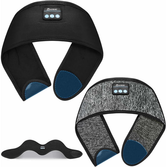 Beixiya 2‑Pack Bluetooth 5.4 Sleep Headband Headphones, Soft Breathable Wireless Sleeping Earphones with Adjustable Magic Tape for Side Sleepers Yoga Travel Workout