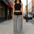 thumbnail image 6 of REDARER Womens Striped Palazzo Pants Fold Over Waistband Wide Leg Loose Fit Casual Trousers,L, 6 of 8