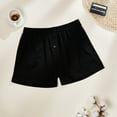 thumbnail image 2 of FRSASU Men's Soft Woven 100% Cotton Elastic Waist Four Cornered Pants, Home shorts Black, 2 of 3