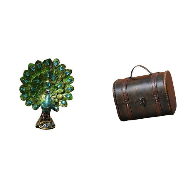 Elegante escultura de y joyero vintage de madera para decorar estanterías en el hogar, la oficina, el dormitorio, la sala de estar o como es