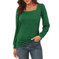 thumbnail image 1 of Camisa con mangas abullonadas,Top con mangas abullonadas para mujer Camisa de mujer de color puro Top con mangas abullonadas Diseño fácil de usar, 1 of 7