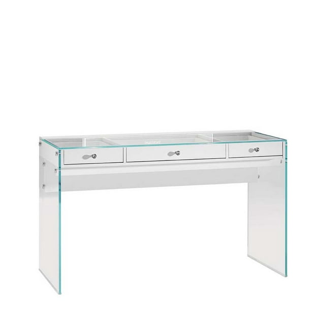 Storage Drawers And Clear Glass Legs, Impressions Vanity Glass Table Top