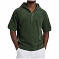 thumbnail image 2 of Yertdoel Hoodies for Men, Solid Color Short Sleeve Hooded Half Zip Pullover Sweatshirt Soft Loose Lightweight Breathable Beach Vacation Summer Outdoor Casual Shirts, 2 of 6