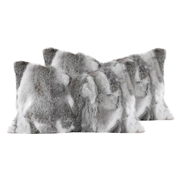 ¡Campaña con descuento!Juego de 2 fundas de almohada de 12 x 20 de conejo, fundas de almohada decorativas de piel de animal suave y de lujo para sofá, sala de estar