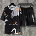thumbnail image 5 of Camisetas y pantalones cortos deportivos para gimnasio, trajes para hombre, ropa de verano de gran tamaño de color caqui, conjunto moderno de 2 piezas, conjuntos para hombre, moda barata 5xl 2024, 5 of 5