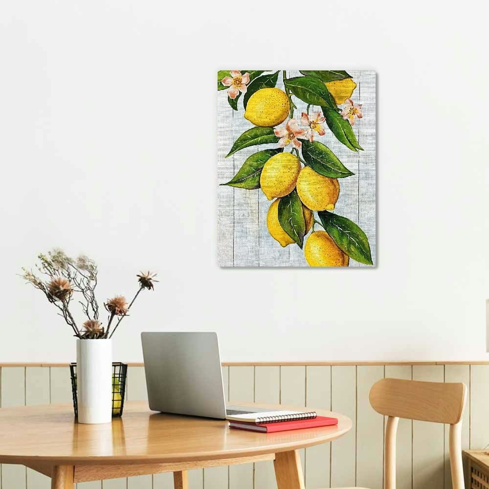 Nawypu Watercolor Lemon Print Lemon Decor Canvas Wall Art lemon Kitchen Decor And Accessories Summer Wall Decor Poster Painting for Home Farmhouse Living Room Bedroom Bathroom Dining Room Decoration