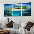 thumbnail image 2 of Nawypu Tropical Island Coral Reef Landscape Canvas Wall Art,Unique View Split Waterline Scenery, Beautiful Nature Summer Travel Scenic Picture Print Artwork Painting Decor 12''x16''X3 Panels, 2 of 4