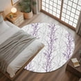 thumbnail image 3 of 4ft Round Rug, Purple Grey Branch Non-Skid Rubber Backing Large Area Rugs - Living Room Bedroom Home Office, Spring Summer Pastoral Botanical Indoor Floor Mat Carpets Washable Rug, 3 of 9