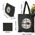 thumbnail image 3 of GOSMITH Volleyball Heartbeat As Funny Volleyball Gift Ideas 2 Pcs Canvas Tote Bags Cute Aesthetic Tote Bags with Zipper Tote Bag Black, 3 of 8