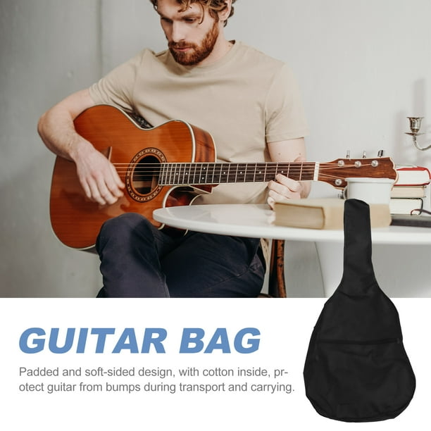 Hemoton 41 inch Waterproof Oxford Cloth Folk Guitar Bag Black Gig Bag Guitar Carrying Case