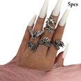thumbnail image 2 of Women Joint Ring Punk: 5PCS Vintage Gothic Midi Finger Ring Statement Ring Set, 2 of 7