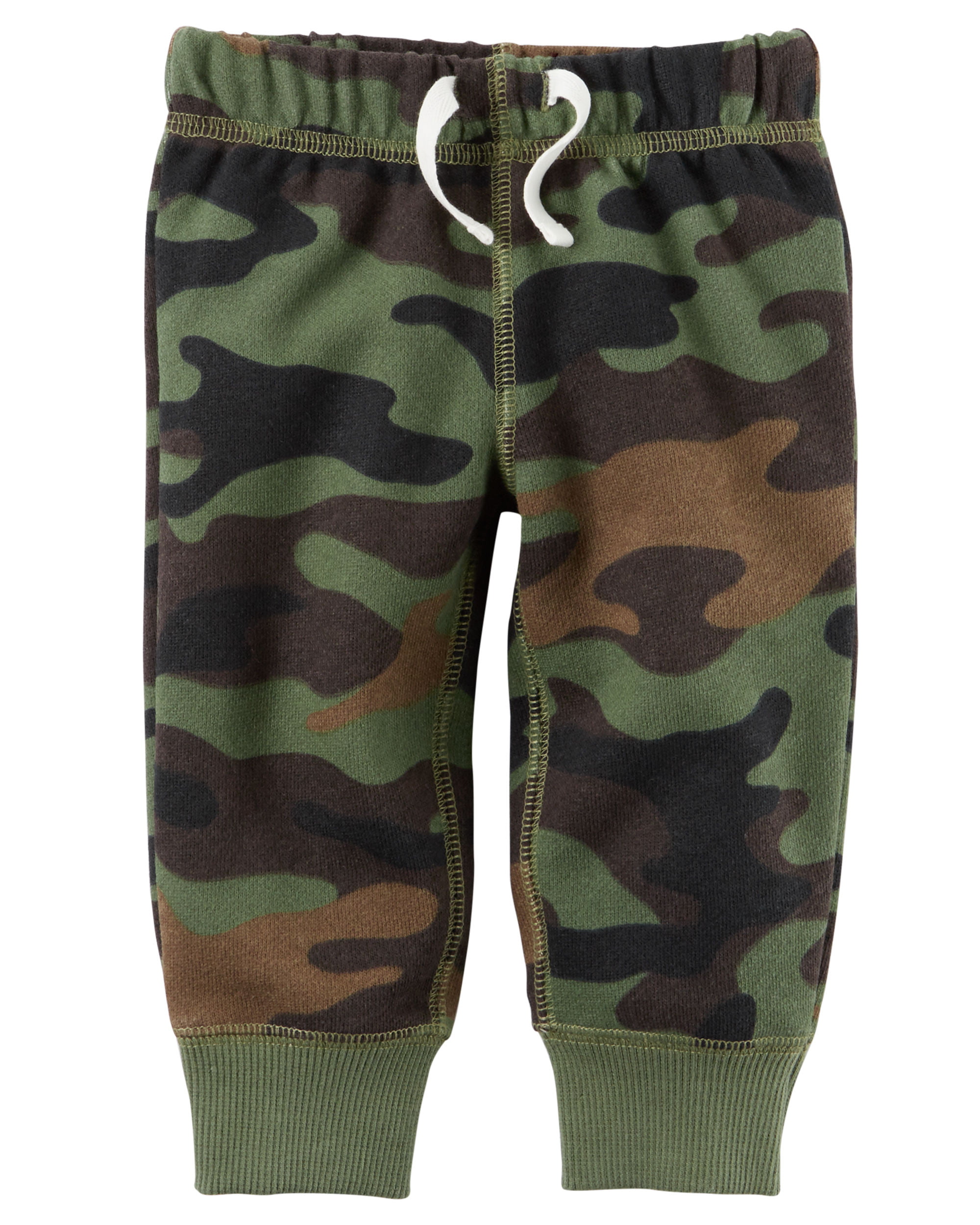 Carters Boys Green Camo Pull On Jersey Lined Pants 12 Months 